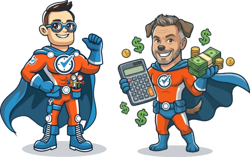 Captain Right Away and Captain Coupon — the CCS Climate Control Services owners